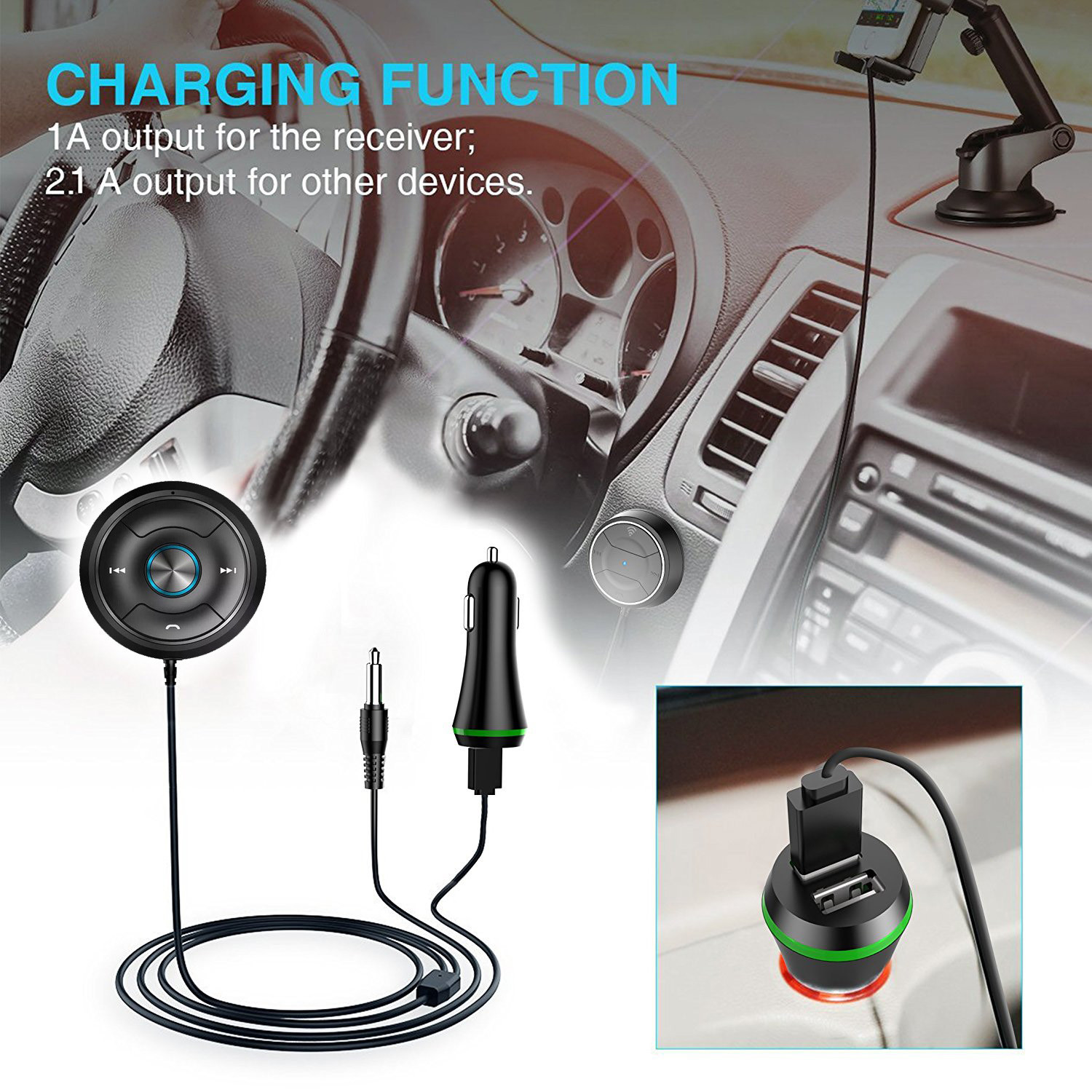 Aux usb Handfree Bluetooth v4.0 Stereo Audio Bluetooth Car Kit