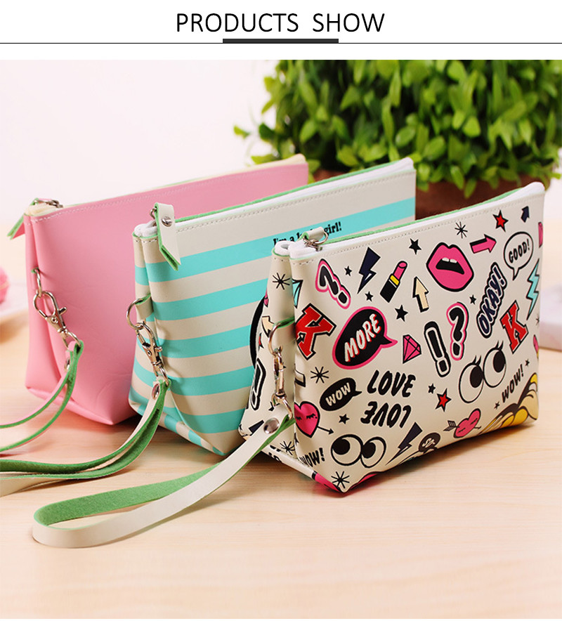 Custom Logo Printed Makeup Bag Portable Travel Toiletry Pouch Zipper Bag