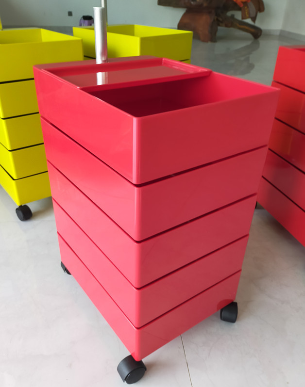 5 Drawer Mobile Plastic Wooden File Cabinet 71*31.5*10.4cm