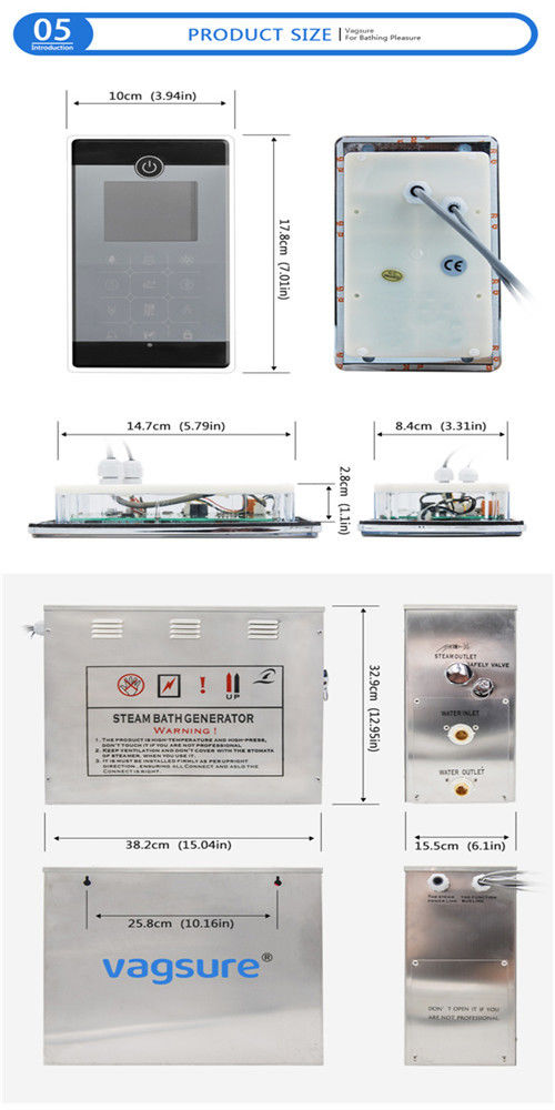 240V 6KW Electric Steam Generator With Touch Screen Design / MP3 Function