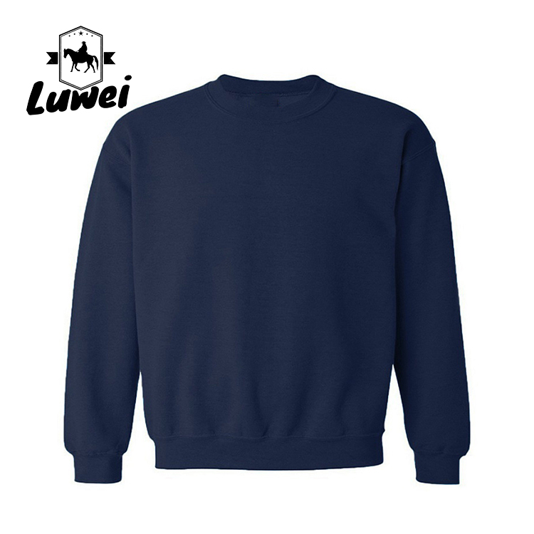 Organic Embroidery Oversize Oem Clothing 80% Cotton 20% Polyester Long Sleeve Solid Color Man Pullover Round Neck Blank Hoodie
