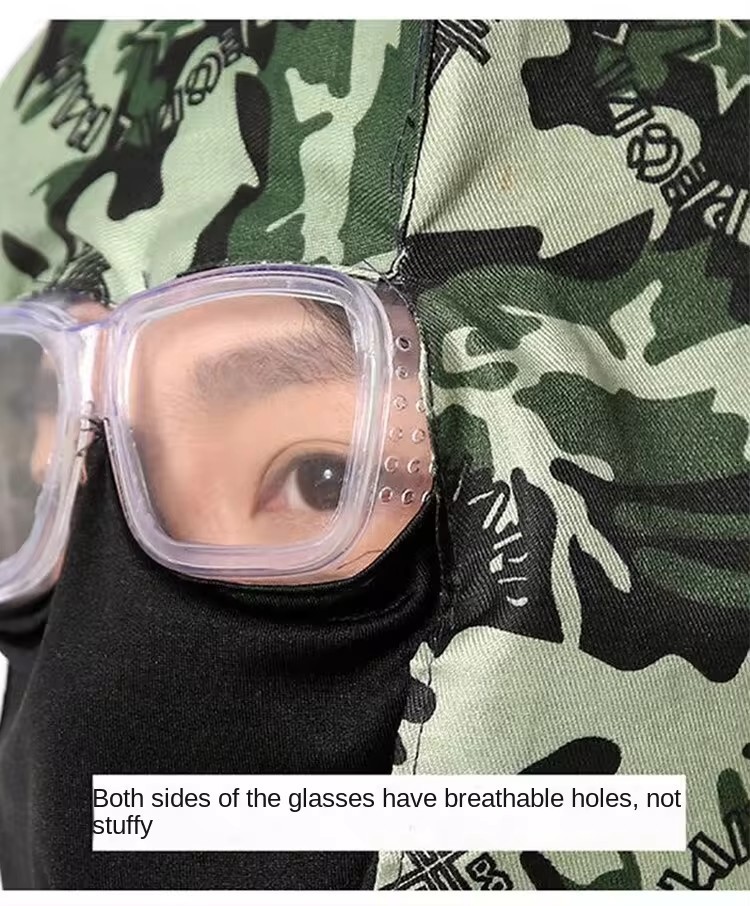 Dust Proof Cap With Glasses Shawl Cap Hood Seal Labor Personal Protective Cap Breathable Seal Anti Fog Face Shields