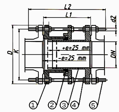 DN1200 PN16 Carbon Steel Material Dismantling Joint Flanged Expansion Joint