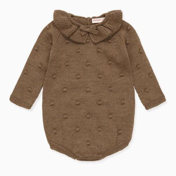 Antumn Winter Ruffle neck Long Sleeve Newborn Girls Organic Cotton Kids Infant