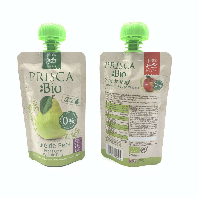 Organic Fruit Puree Squeeze Baby Food Spout Pouch Reusable Juice Beverage Doypack Bag