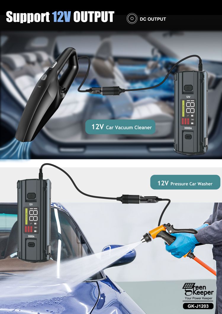 LCD Screen Function UltraSafe 12V 24V 3000A Battery Booster Pack For Car Jump Starter