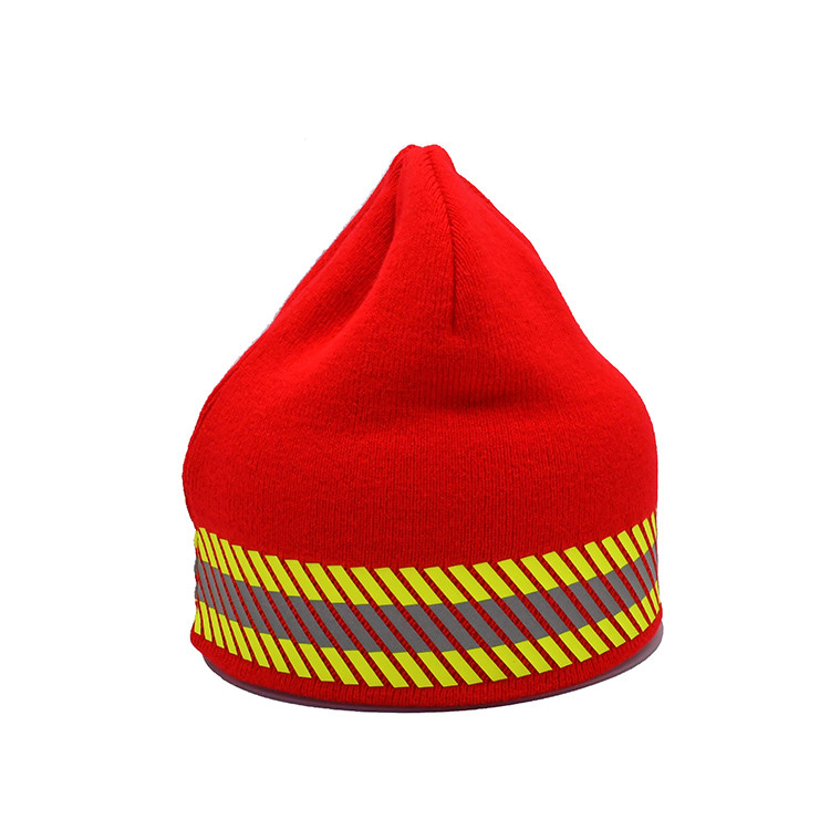 Outdoor Knit Beanie Hats Reflective Striped 3M Thinsulate Lined High Visibility Fluorescent Safety Watch Cap