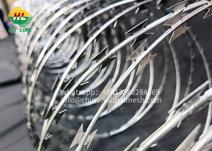 Stainless Steel Flexible Galvanized Crossed Concertina Razor Wire Coiled For Protection