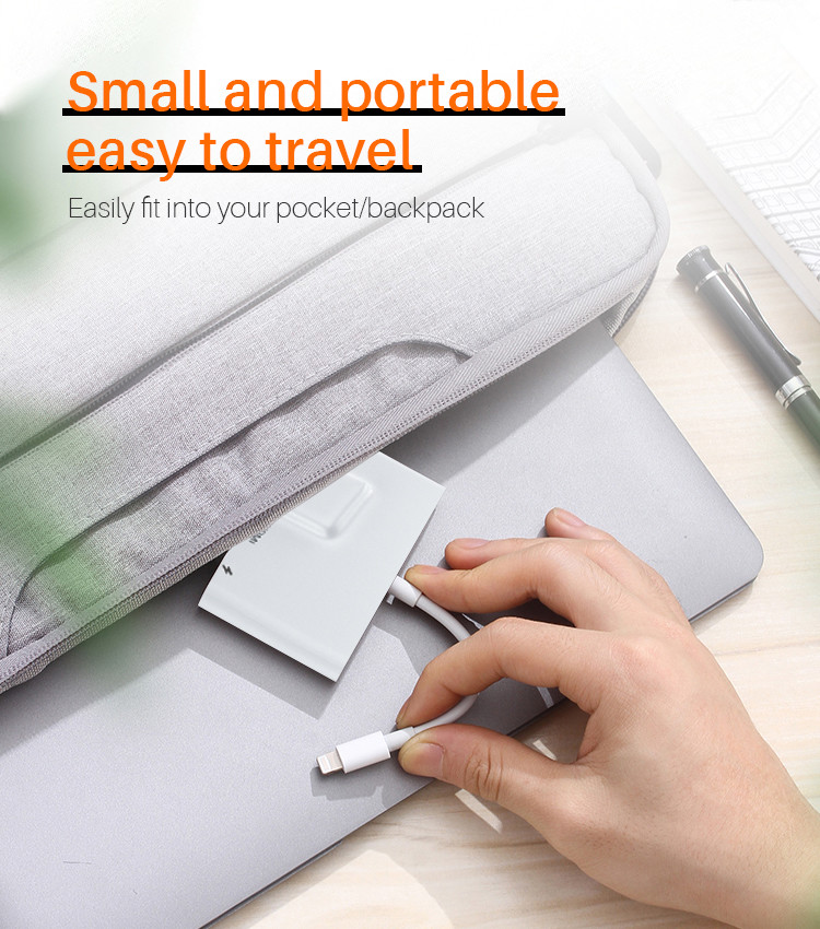 portable OEM 0.2M Lightning To 4 In 1 Camera Card Reader With RJ45
