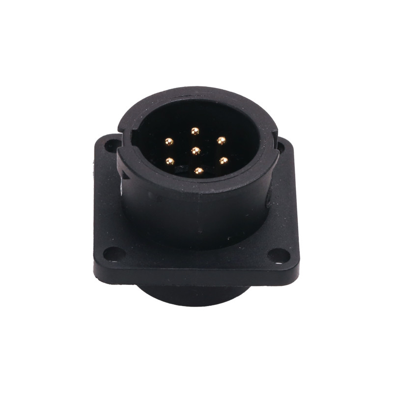 Black 7pins Circular Plastic Connectors Female Assembly To Square Panel Connector