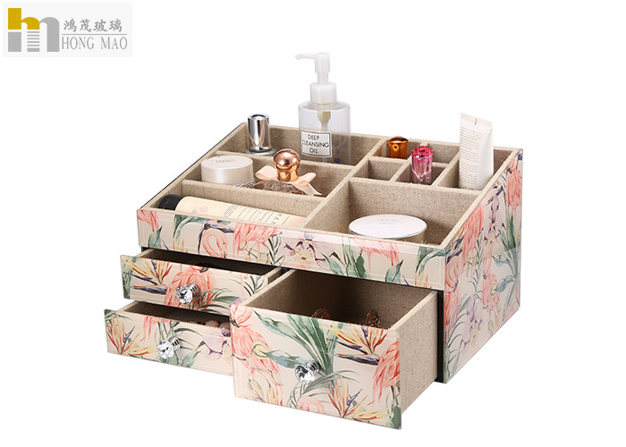 Stackable Desktop Organizer Box Glass Makeup Organizer Elegant Design