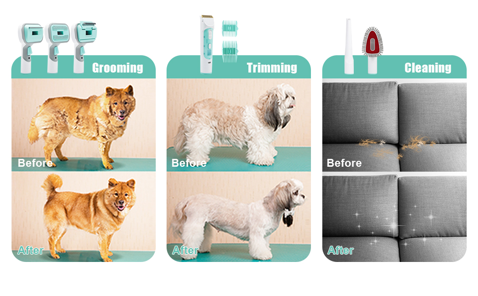 6-in-1 Pet Grooming Vacuum Cleaner for All Pet Hair Types and Lightweight Design
