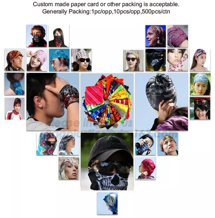 multi choice women head scarf printed colorful face mask custom logo/size bandana,Sport Strapping Seamless Custom Gaiter Whi