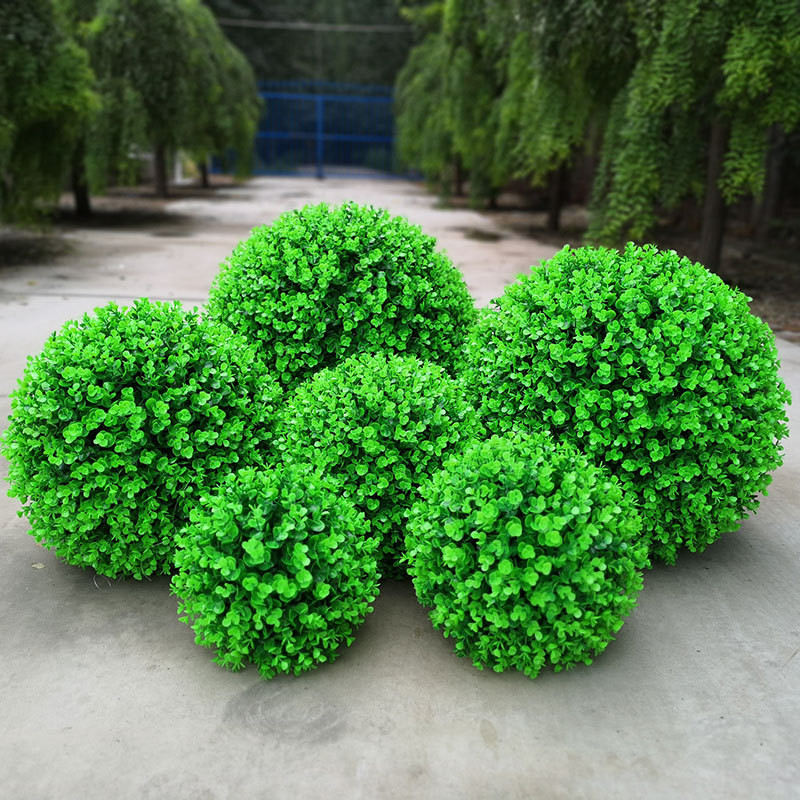 Wholesale Hanging Faux Plants Plastic Artificial Boxwood Topiary Flower Grass Ball