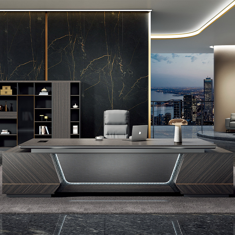 Executive Office Desk With Paint Baking Processwood Grainhinclined Table Edge Design