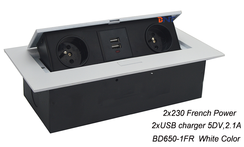 recessed power socket type pop up desktop EURO power socket with USB charge port