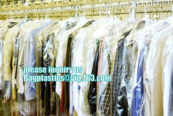 garment packaging bag cover dry clean poly garment bag rolls,laundry dry cleaning garment bag,Clear Polythene 21x4x54'',