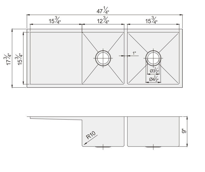 Classic Drop In Stainless Kitchen Sink With Drainboard 14G/16G/18G Thickness