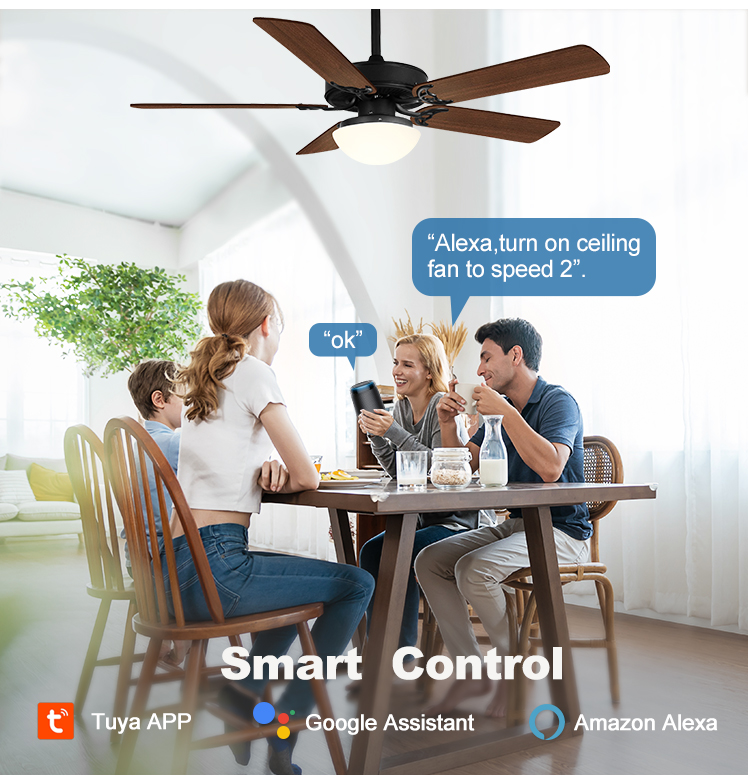 Office Essential Remote/Wall Control LED Ceiling Fan with Light and 3 Color Options