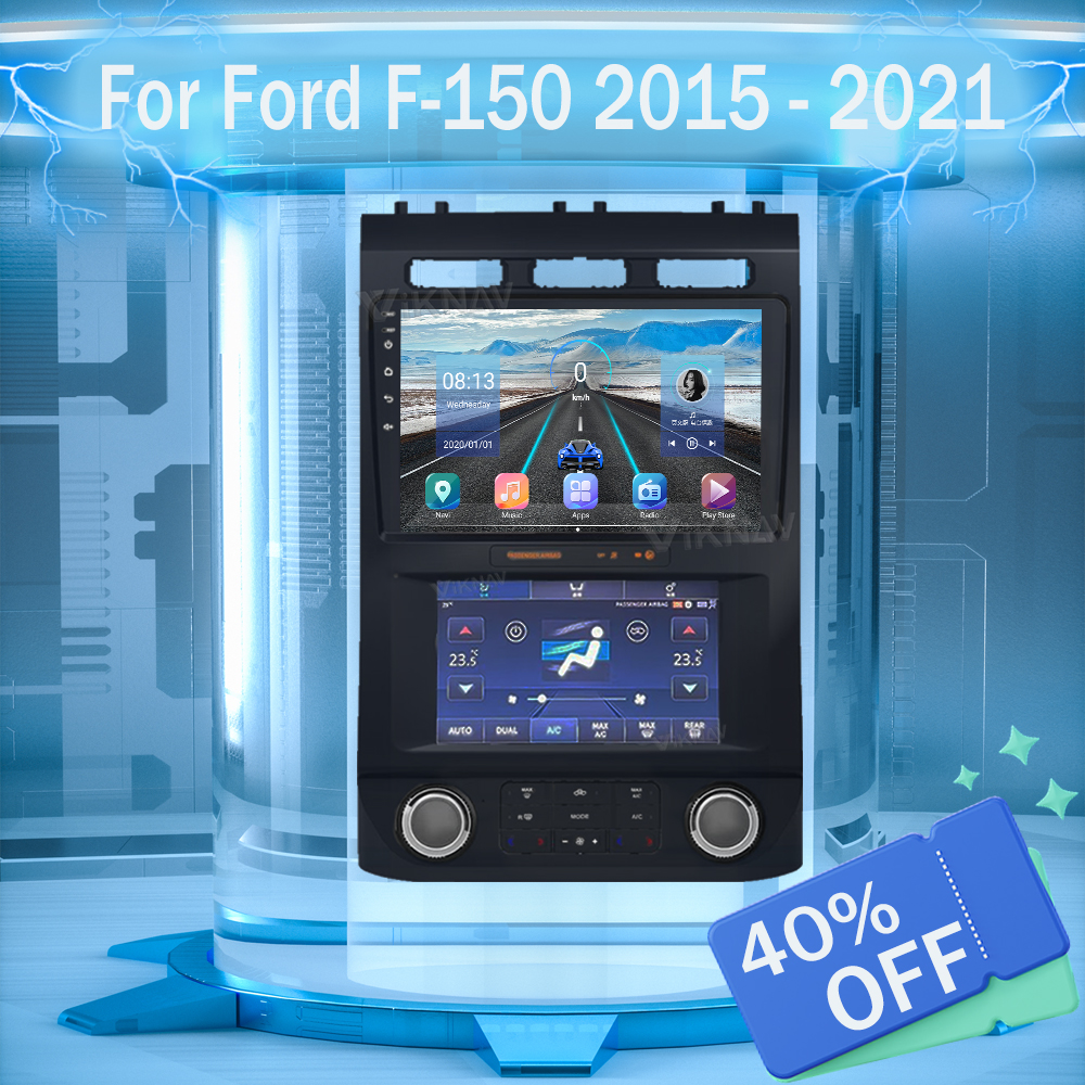 LCD Multimedia Ford Android Radio With AC Screen Car Climate Control Year 2015-2021