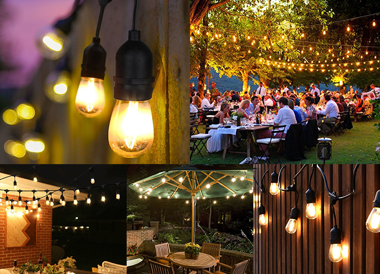 20 Bulbs Battery LED 120V String Light Balls For Outside Garden Patio Party IP65