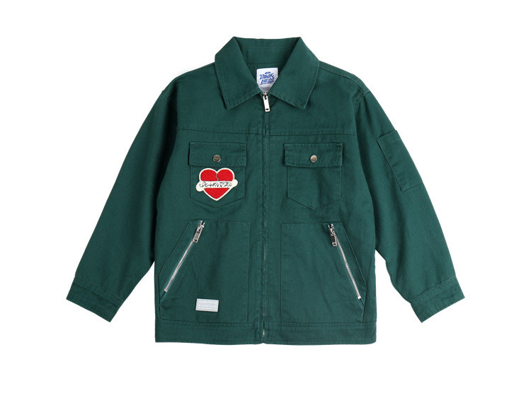 Anti Pilling Green Baseball Jackets Solid Color Boys Tops