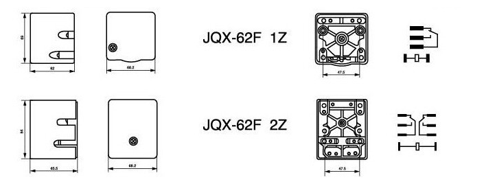 JQX-62F 2Z 80A DPDT AC 220VAC Coil Electromagnetic High Power Relay