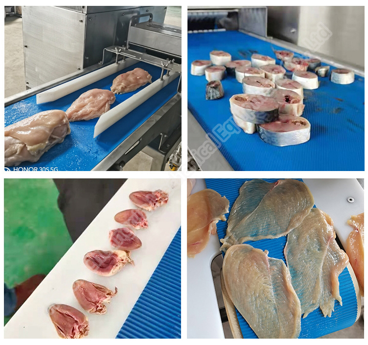 0.75kw Chicken Breast Slicing Machine Chicken Fillet Slice Cutter 3-15m/min
