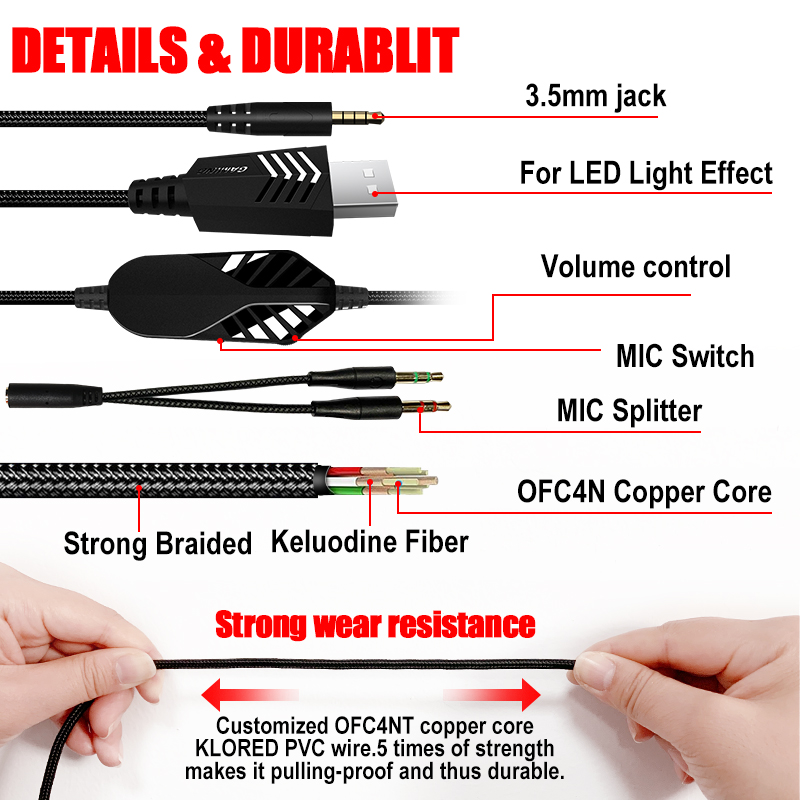 Wired Noise Cancelling PC Gaming Headset With RGB LED Mic Control Button Free Sample
