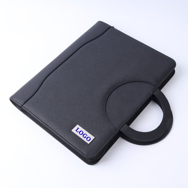 Men'S Promotional Leather Laptop Folder Multifunctional Plan Organizer Wireless Charging Briefcase