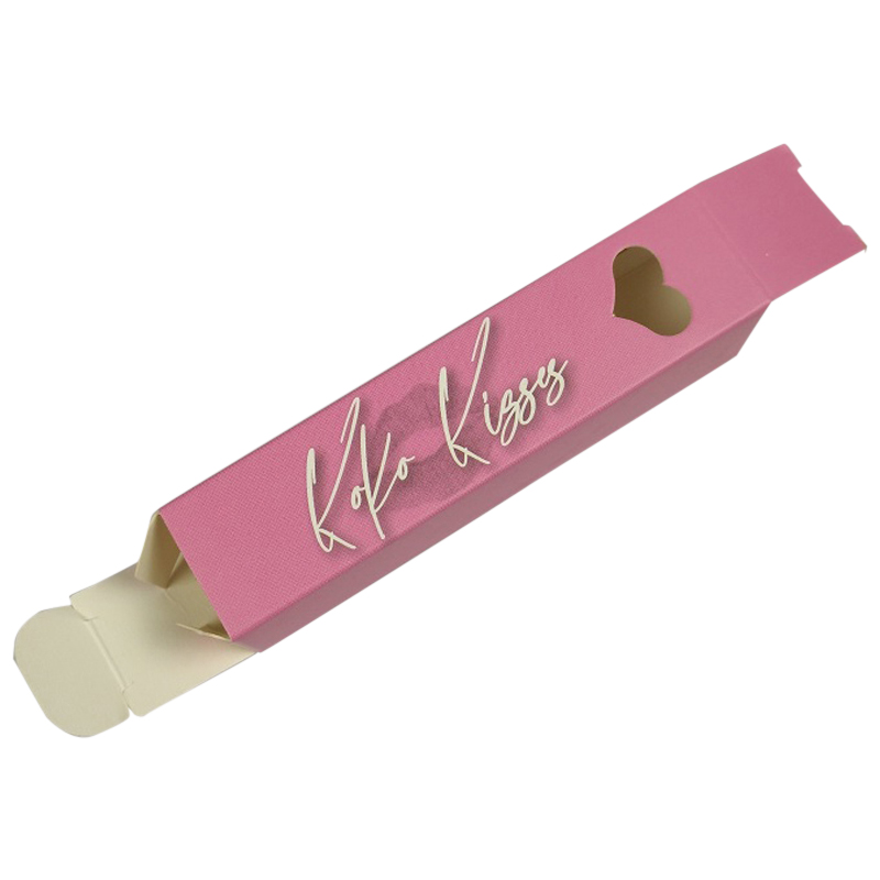 Luxury Custom Printing Pink Fold Cosmetics Lip Gloss Packaging Lipstick Paper Box With Heart Shape