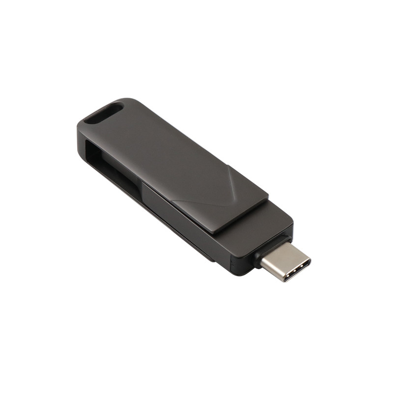 Type C And Usb Both Port Fast Memory Stick Metal Body Gun Black Color