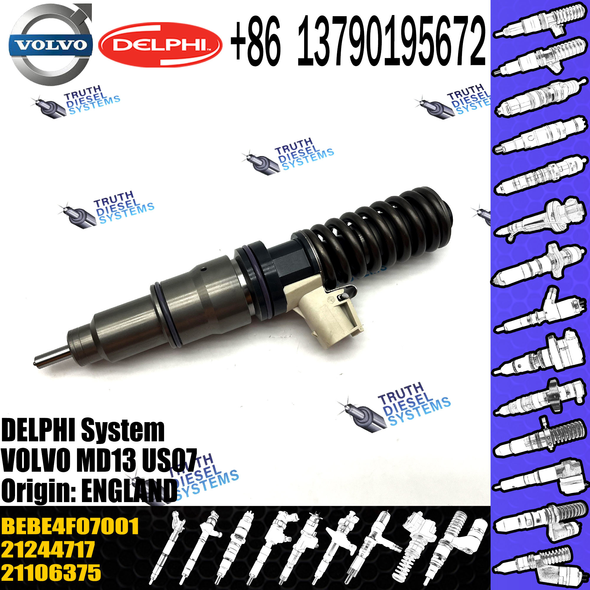 New Diesel Fuel Injector 21244717 BEBE4F07001 for VOL D13 21244717 21458369 22499124 22717954