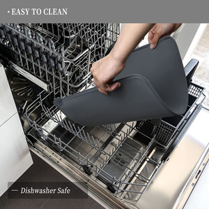 Gray Silicone Dog Cat Bowl Mat Non Stick Waterproof