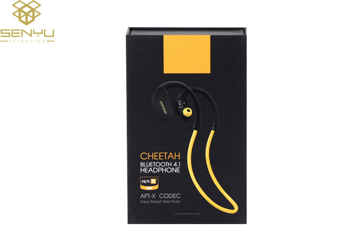 Black Mobile Accessories Packaging Earphone Headphone Packaging Box Window Opening