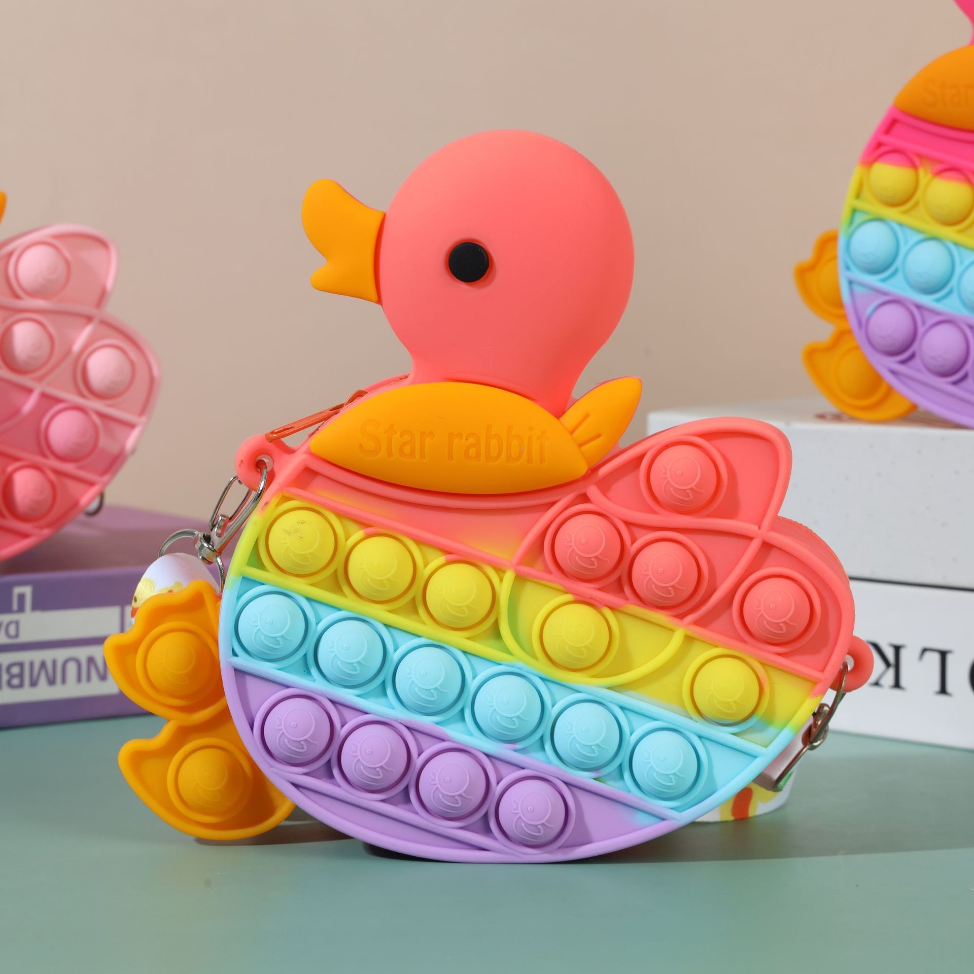 Pop Purse Bag For Kids Duck Popper Sensory Fidget Princess Toy Gifts ADHD Anxiety Stress Relief Crossbody Purse Bag