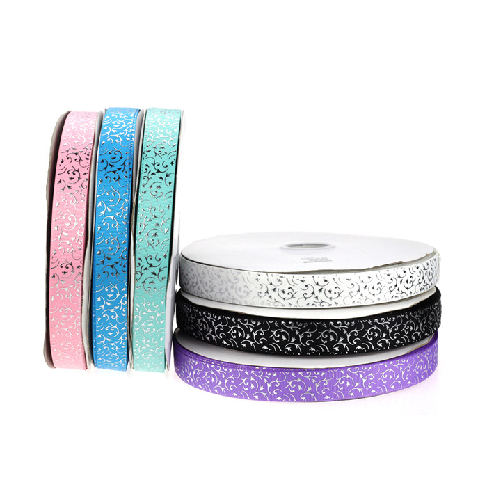 lot hot silver flowers printed grosgrain ribbons cartoon ribbon DIY handmade materials