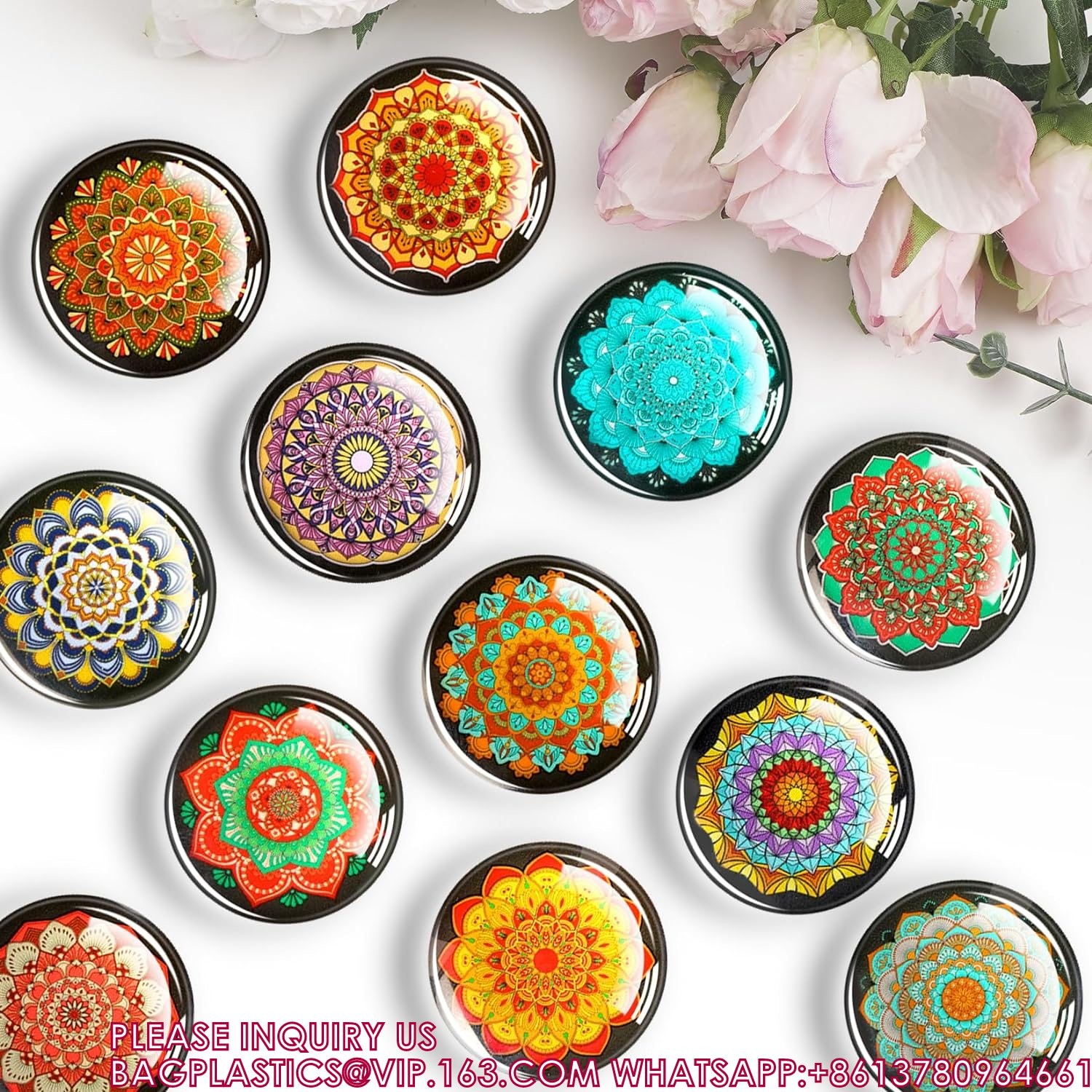 Mixed-Color Glitter Glass Fridge Magnets For Whiteboard/Locker/Cabinet.Refrigerator Magnets Decorative Magnet