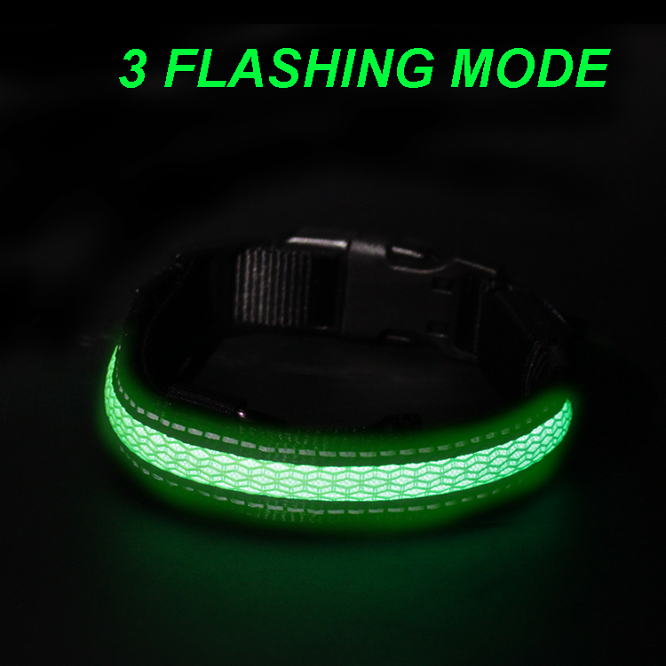 C910 New Pet Product Customs Iluminous Nylon Printed Flashing LED Usb Rechargeable Light Up Led Dog Collar