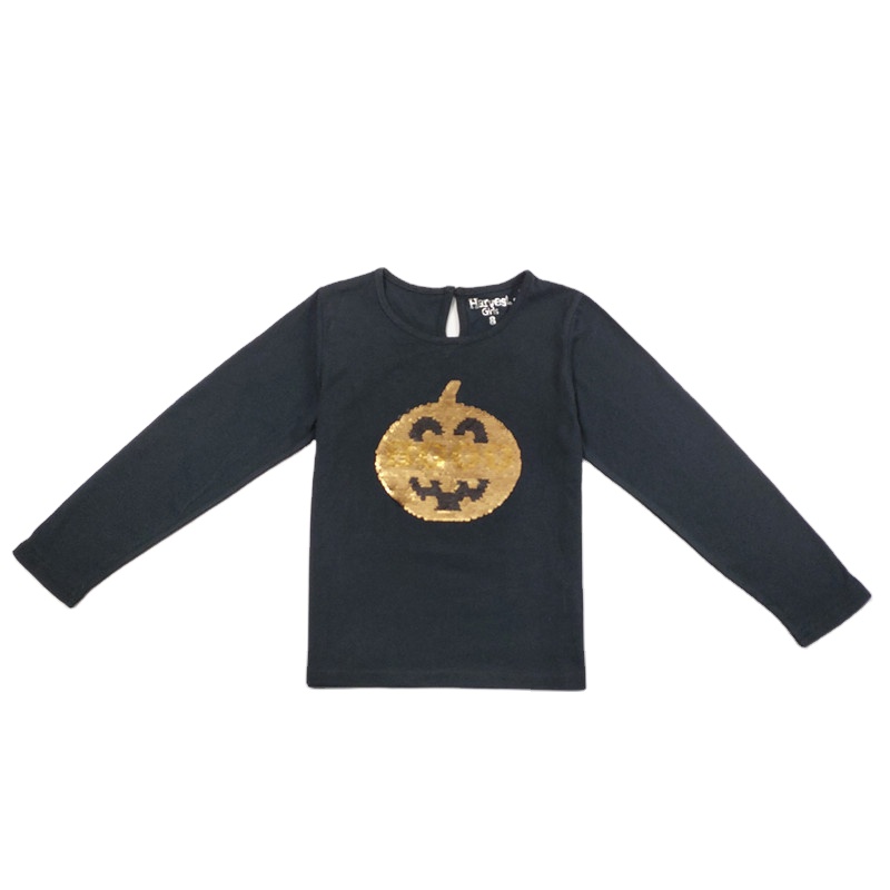 Embroidered Technics Cute Young Girls T-Shirt with Sequins Application