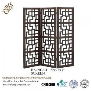 China Wooden Carved Homedecor Tri Fold Room Divider / Decorative Partition Screen For Living Room on sale