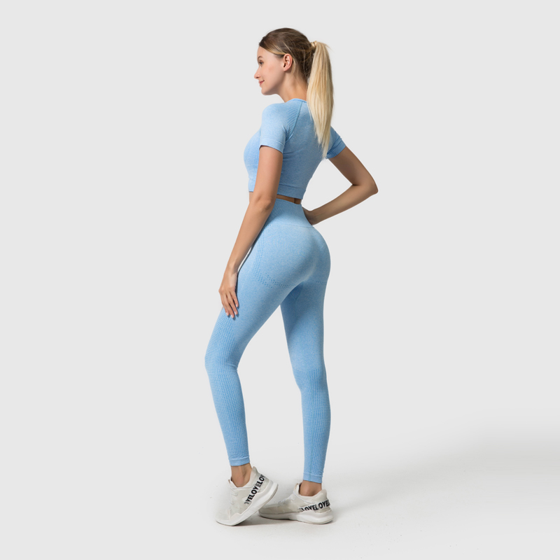 Yoga Breathable Seamless Sports Bra Leggings Stretch Fabric High Waisted Gym Leggings