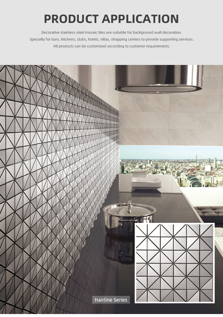 Custom 1.0mm Thickness Stainless Steel Mosaic Tile Sheets For Kitchen Bathroom