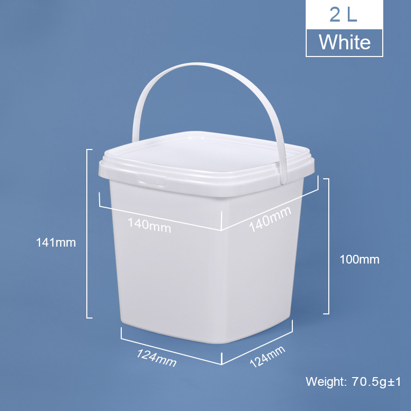 Capacity 280ml 500ml 1L 2L Food Grade Square Small Clear White Plastic Bucket BPA Free