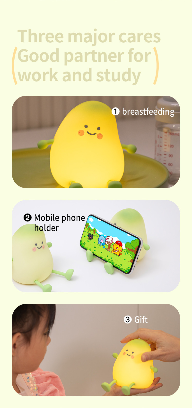 New Small Green Mango Night Light Mango Timing With Sleeping Silicone Light Creative Gift Atmosphere Pat LED Light
