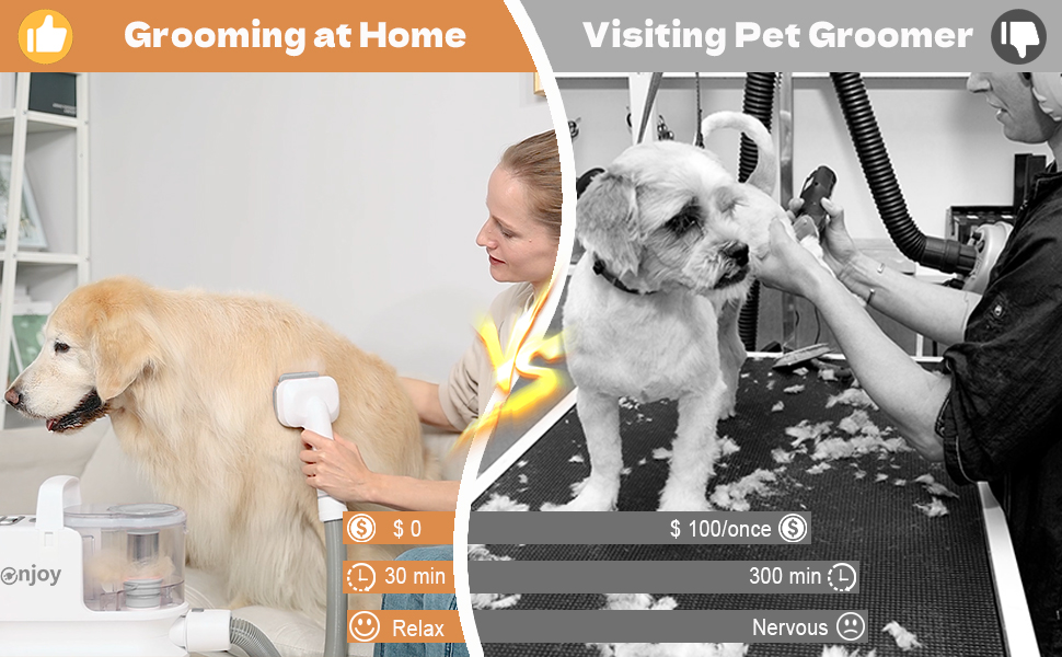 6 Grooming Tools included in 3.9kg White Pet Grooming Vacuum for Dog Cat