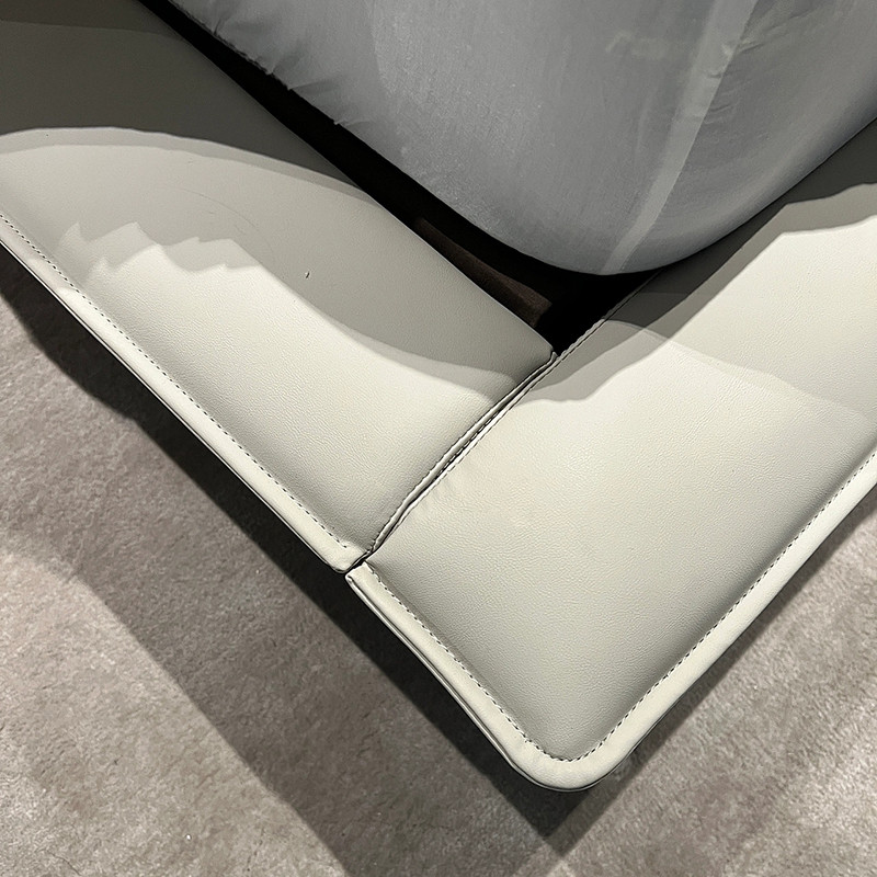Stainless steel Upholstered Bedroom Sets Modern White Leather King Size Bed