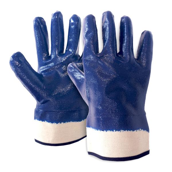 Full Coating Chemical Resistant Gloves , Durable​ Blue Nitrile Coated Safety