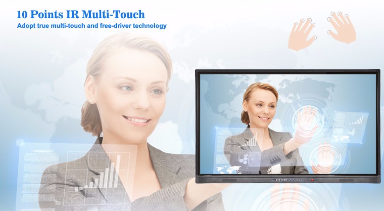 10 Points IR Touch Screen Whiteboard 70 Inch 84 Inch For Meeting Room