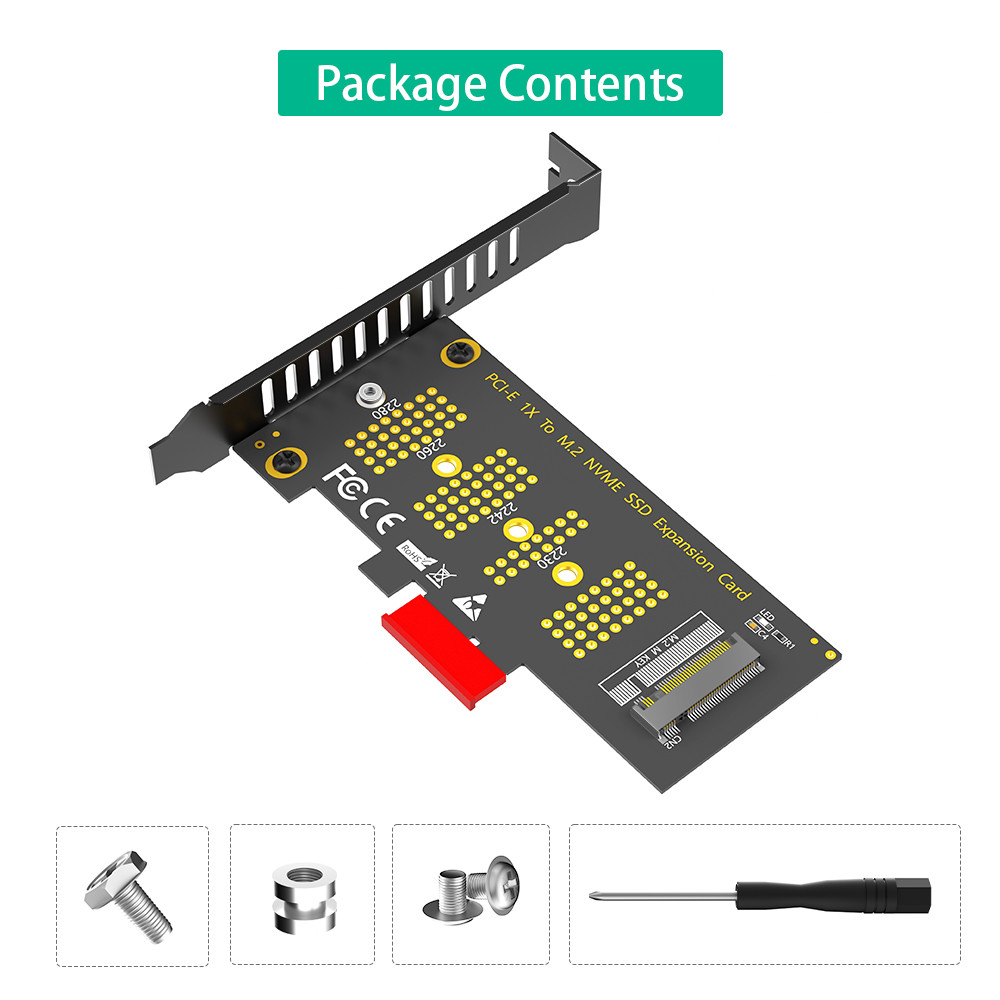 M.2 NVMe SSD NGFF TO PCIE X1 adapter card M Key interface card Support PCI Express 3.0 x1 Support NVMe SSD 2230-2242-2260-2280 Size